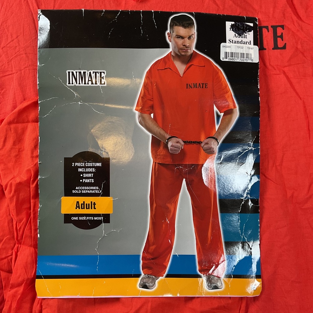 Costume USA Inmate Costume Adult One Size Orange 2 Piece Shirt Pants Set